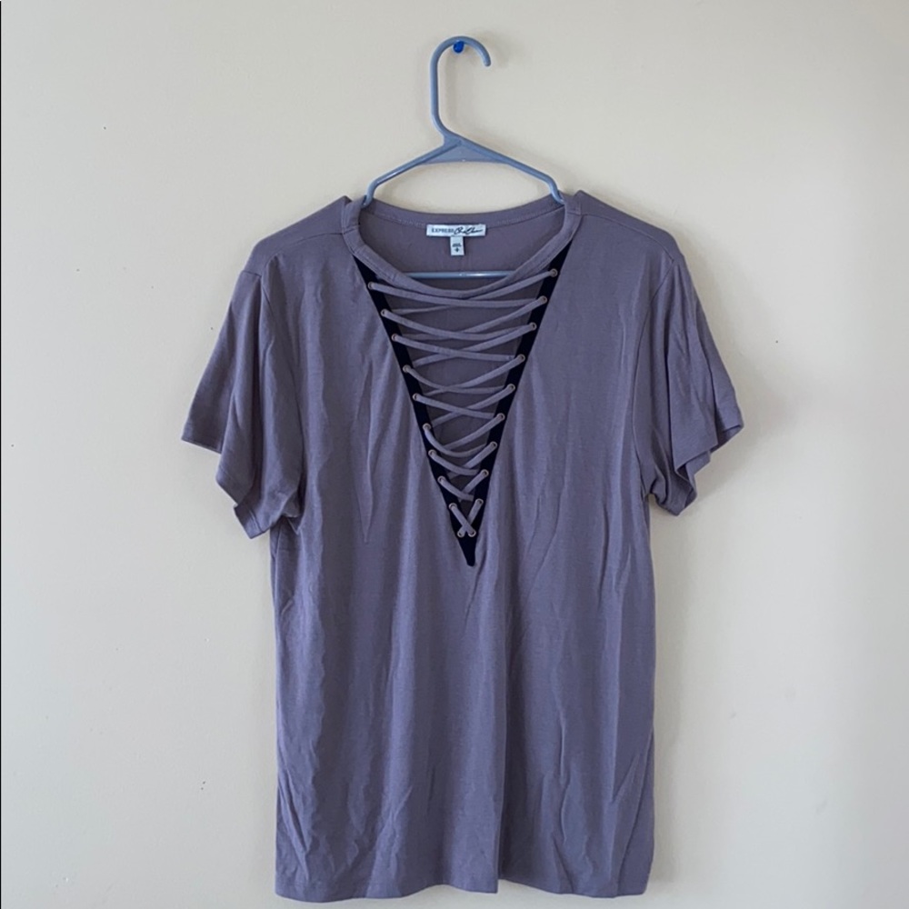 Express Oversized Lace Up Top